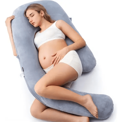 Momcozy Pregnancy Pillow for Sleeping, Dreamlign U Pro Maternity Pillow with Adjustable Leg Pillow, Removable Cover - Support for Back, Hip, Belly, Legs for Pregnant Women, 50-72 Inch Full Body Pillow