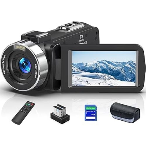 8K 64MP Camcorder Video Camera 18X Digital Zoom YouTube Vlogging Camera Webcam IR Night Vision WiFi 3.0”Touch Screen Camcorders with Microphone, 32G SD Card, Remote Control and 2 Batteries