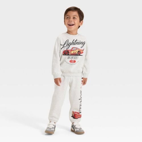 Toddler Boys' 2pc Disney Cars Fleece Pullover and Bottom Set - Oatmeal
