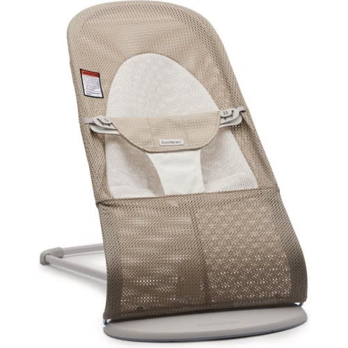 BabyBjörn Bouncer Balance Soft Convertible Mesh Baby Bouncer, Gray Beige/ White