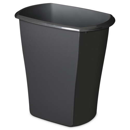 Sterilite 5.5 Gallon Plastic Rectangular Trash Can, Bathroom,Office Wastebasket, Black