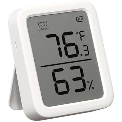 SwitchBot Thermometer Hygrometer, Bluetooth Indoor Humidity Meter for Home, Temperature Sensor with App Control, Large LCD Display, Notification Alerts, 2-Year Data Storage Export