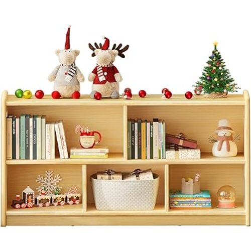 2-Tier Wood Montessori Cabinet for Kids, Toddler Room Book Shelves Toy Organizers and Storage, Small Book Shelf Storage for Baby Children, Furniture of Classroom, Nursery, Playroom