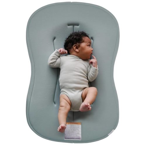 Snuggle Me® Baby Lounger Curve (0-6 Months) - Premium Organic Cotton with Foam Core, Machine-Washable Cover, Buttery-Soft & Breathable Infant Lounger with Travel Bag - Slate
