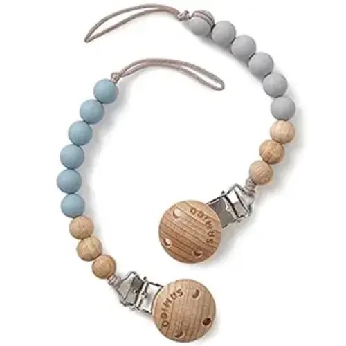 Pacifier Clips for Baby Boys Pacifier Holders Silicone Paci Binky Clips - 2 Pack - Serenity