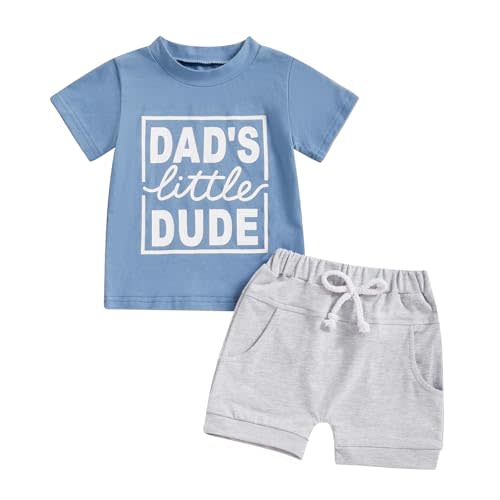 Kupretty Toddler Baby Boy Summer Clothes Letter Graphic Short Sleeve Shirt T-Shirt Tops + Casual Shorts Outfit Set