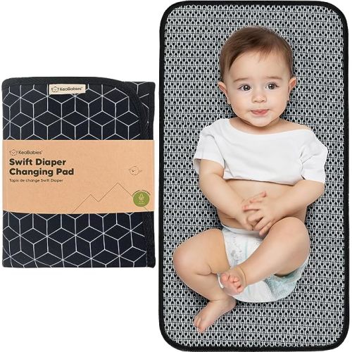 Portable Diaper Changing Pad - Waterproof Foldable Baby Changing Mat - Travel Diaper Change Mat - Lightweight Changing Pads for Baby - Baby Changer - Machine Washable (Black Geo)