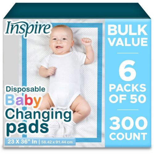 Inspire Baby Diaper Changing Pads | Disposable Chux Underpads, 23 x 36 Inches, Bulk Savings Pack 150 - 300