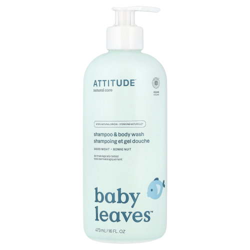 ATTITUDE, Baby Leaves Science, Shampoo & Body Wash, 16 fl oz (473 ml) (1 Pack)