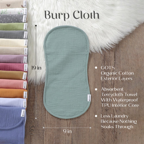 (5 pack) Multi-Layer Waterproof Burp Cloths | Organic Cotton Burpcloth | Baby Shower Gift | Baby Burp Rug | Muslin Burp Rug | Unisex Shoulder Rag