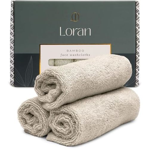 Vanilla Facial Washcloths Set of 6 Soft Cloths 10” x 10” 100% Viscose Derived from Bamboo Spa-Like Feel Silky Face Cloth for Skin Cleansing