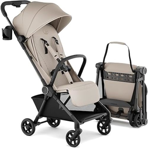 Mompush Nexis Carbon Travel Stroller, Ultra-Lightweight 11.5 lbs, Compact & Airplane Carry-On Approved, One-Second Auto-Fold, One-Hand Full Recline, from Birth to 50 lbs, JPMA Certified