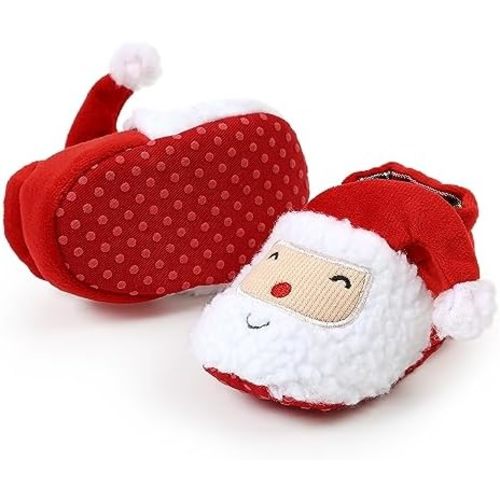 GDSDYM Baby Booties Cozy Fleece Slippers Soft Baby Shoes With Gripper Soles, Winter Warm Infant Newborn Crib Sock Shoes First Walkers