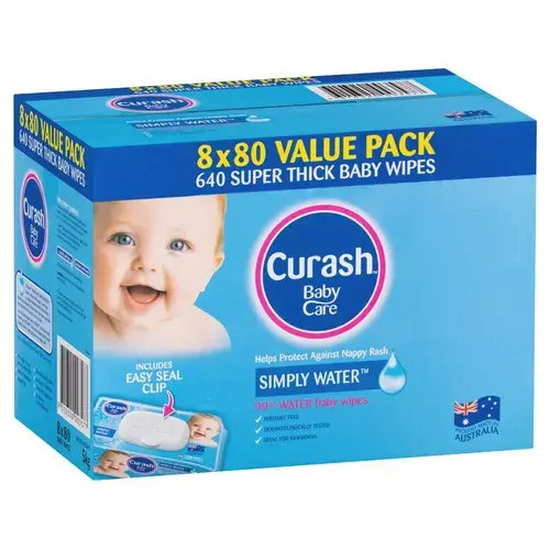 Curash Water Wipes 8 x 80s | Baby Bunting AU