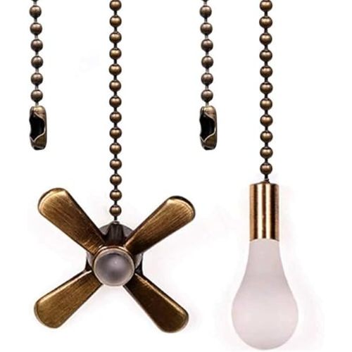 Ceiling Fan Pull Chain, Fan Pulls Set with Connector, 2 PCS 12 Inches Beaded Ball Fan Pull Chain -Bronze