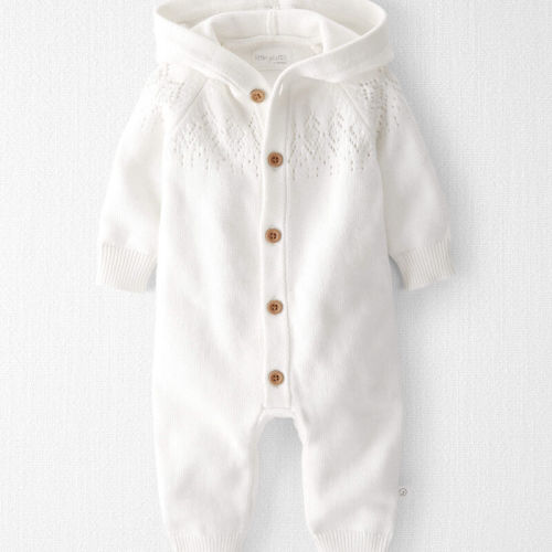 Light Heather Grey Baby Organic Cotton Sweater Knit Pointelle Jumpsuit | Carter’s Oshkosh Canada