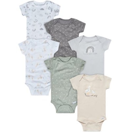 Gerber Baby Neutral 6-Pack Short Sleeve Bodysuits, Sizes Newborn - 18 Months