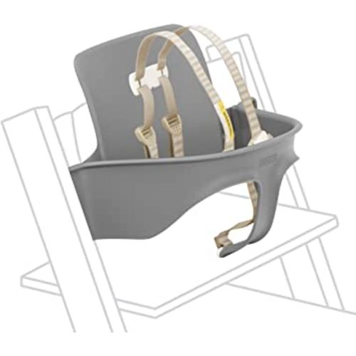 Tripp Trapp Baby Set from Stokke, Storm Grey - Convert The Tripp Trapp Chair into High Chair - Removable Seat + Harness for 6-36 Months - Compatible with Tripp Trapp Models After May 2006
