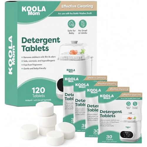 Detergent Tablets for Bottle Washer (120 Count) Deep Cleaning Compatible with Momcozy, Baby Breeza, Grownsy & All Bottle Washers - Removes Milk Residue from Bottles & Pump Parts