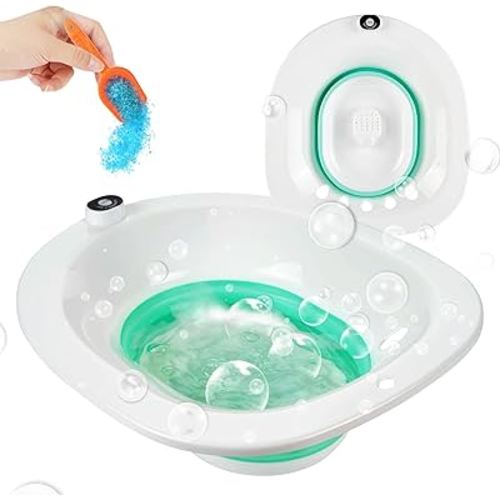 Sitz Bath, Sitz Bath for Hemorrhoids, Electric Sitz Bath Postpartum Care, Sitz Bath for Toilet, Gently Bubbles Cleanse, Deeper Bowl Sitz Baths for Men & Women, Fits Universal Toilet Seat