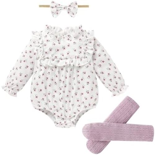 GRNSHTS Newborn Baby Girl Clothes Ruffle Rompers Toddler Fall Outfits for Girls Set Little Girl Fall Winter Clothing