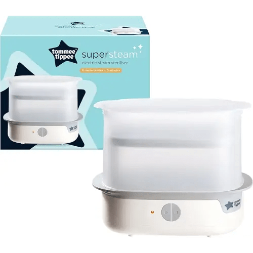 Tommee Tippee Supersteam Electric Steam Steriliser for Baby Bottles, Kills Viruses* and 99.9% of Bacteria, 5-Minute Sterilisation Cycle, White