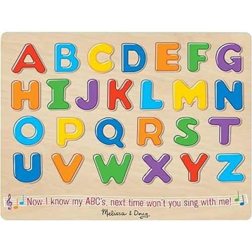 Melissa & Doug Wooden Alphabet Sound Puzzle - Wooden Puzzle With Sound Effects (26 pcs)