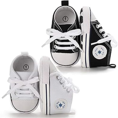 Unisex Baby Girls Boys Canvas High-top Shoes, Newborn Infant Anti-Slip Soft Sole Frist Walking Breathable Sneakers