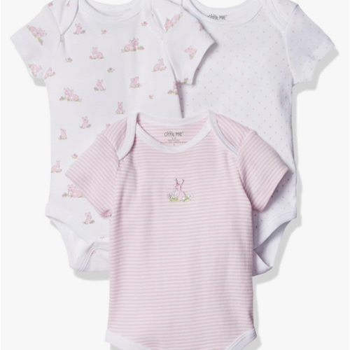 Little Me Baby Girls' 3-Pack 100% Cotton Scratch Free Tag Bodysuits