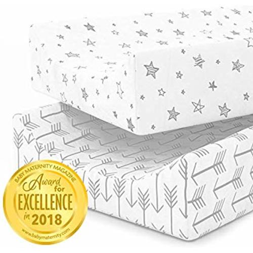 Changing Pad Cover Sheets | Premium 100% Jersey Knit Cotton Diaper Changing Pad Cover | Changing Table Pads Liner | Washable | Cradle Sheet Set | Boy 2 Pack | Super Soft | Safe for Babies | Grey - Change Pad Covers