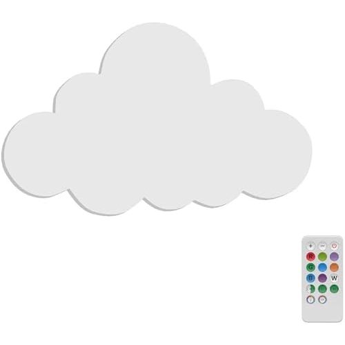 BugyBagy Cloud Wall Lamp with Remote Control – 9 Color Options, Adjustable Brightness, Timer Function for Kids' Room, Nursery, and Bedroom – Perfect for Sleep & Relaxation