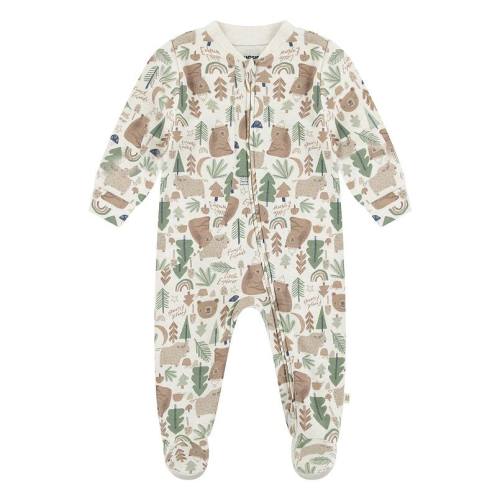Newborn Baby Boys Huggies Babywear® Organic Forest Print Sleep & Play 2-Way Zip Coveralls