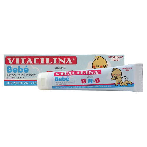 Vitacilina Bebe Diaper Rash Ointment, Skin Protection for Infants, 1.76 oz Tube HSA/FSA Eligible