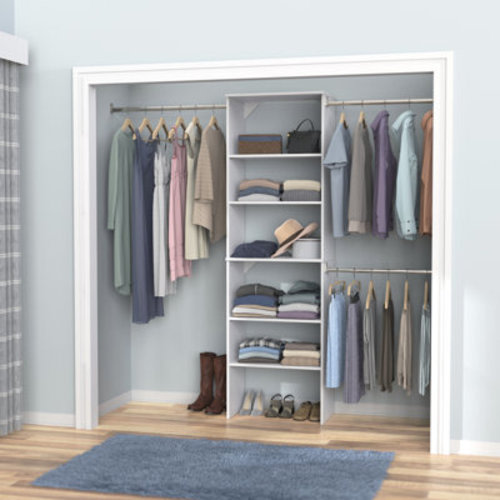 17 Stories Heavy-Duty Closet Organizer with Shelves, Hanger Rods, and Drawer | Wayfair