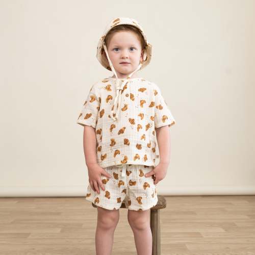 Organic Raglan Shirt & Shorts Set - Croissant