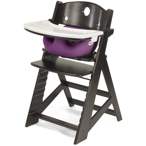 Keekaroo Height Right High Chair with Infant Insert & Tray, Espresso/Rasberry