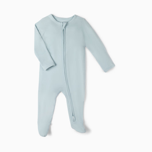 Tiny Kind Bamboo Viscose Solid 2-Way Zip Footie - Sky Blue, 0-3 M