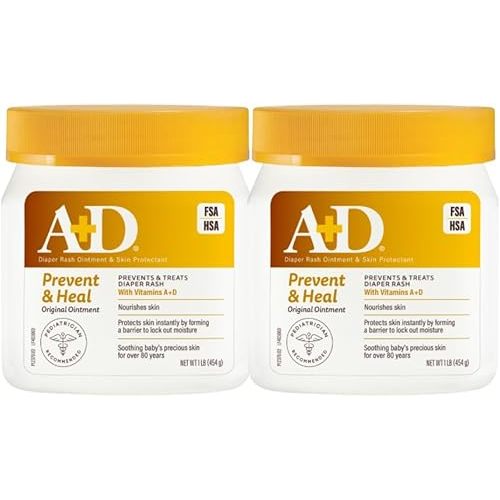 A+D Original Diaper Rash Ointment, 1 Pound Jar, Pack of 2