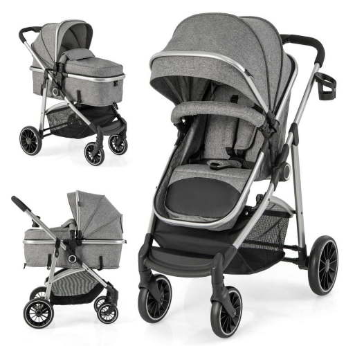 Kepooman Umbrella Stroller,Baby Stroller,2-in-1 Convertible Baby Stroller with Reversible Seat-Gray