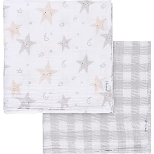 Gerber Baby Unisex 2-Pack Muslin Blanket, Celestial, One Size
