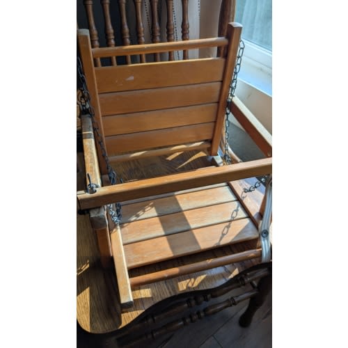 vintage wooden baby swing