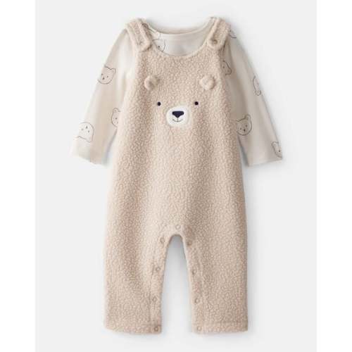 Baby Boy 2-Piece Bear Sherpa Long-Sleeve Overall Set - Brown | Carter's