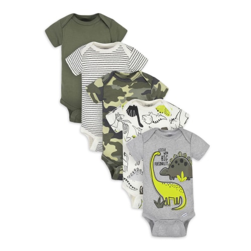 Gerber Baby Boy Short Sleeve Bodysuits, 5-Pack (Newborn-24 Months)