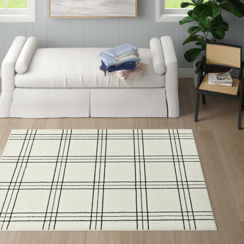 Sand & Stable™ Melany Plaid White Area Rug & Reviews | Wayfair