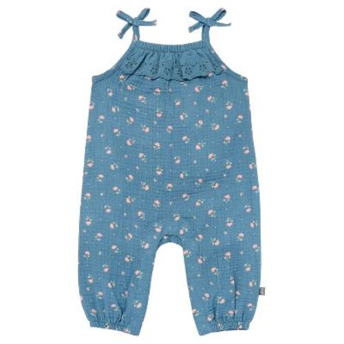 Modern Moments™ By Gerber Baby Girls' Sleeveless Ruffle Romper, Dk Teal Aster Flower, 3-6 Months
