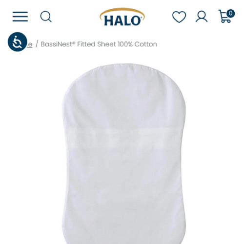 HALO - BassiNest Fitted Sheet 100% Cotton | White