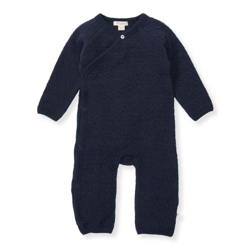 Organic Cotton Quilted Bee Wrap-Front Baby Jumpsuit - Midnight – Burt's Bees Baby