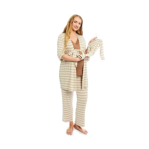 5 Piece Maternity and Nursing PJ Pant Set for Mom and Baby