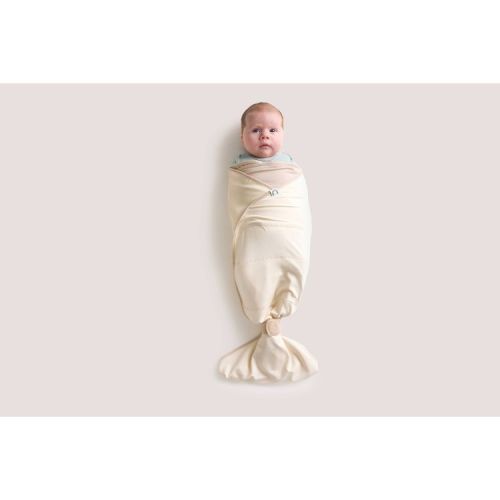 Taking Cara Babies B.E.S.T. Swaddle - Cream - 0-4m: Modal, Sleeveless, Front Hook And Loop Fastener