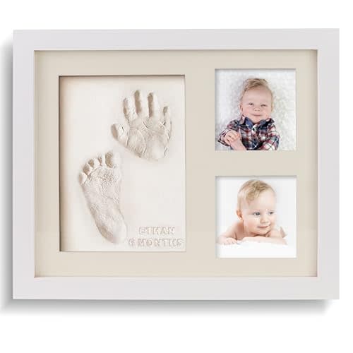 Bubzi Co Baby Footprint Kit, Baby Foot and Hand Print Kit, Baby Keepsake Frame, Nursery Pictures Frames, Hand Print Mold Kit, New Mom Gifts, Baby Newborn Essentials Must Haves, Baby Shower Gifts